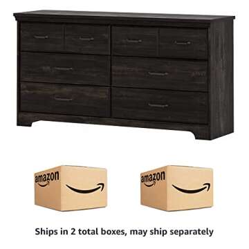 South Shore Versa 6-Drawer Double Dresser-Rubbed Black