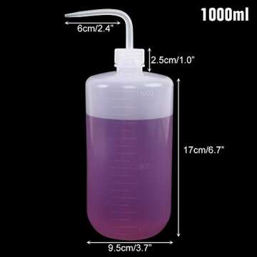 SUPERLELE 1000ml Safety Wash Bottle, Plastic Squeeze Bottles, Lab Squirt Tattoo Bottle, LDPE, with Narrow Mouth and Scale Labels (33oz x 3 Bottle)
