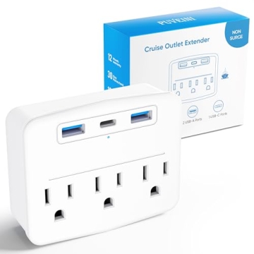 Puveini Cruise Power Strip Foldable Plug Non Surge Protector with USB C Outlets 3.4A Total, Cruise S...