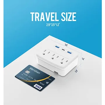 Puveini Cruise Power Strip Foldable Plug Non Surge Protector with USB C Outlets 3.4A Total, Cruise Ship Essentials, 2 Prong to 3 Prong Outlet Adapter, Japan Plug Adapter