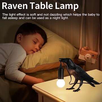 Shandaglo Crow Lamp - Gothic Raven Light for Home Decor