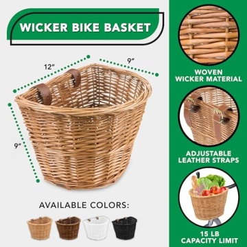 Wicker Bike Basket – Fit for All Bikes, Light Brown