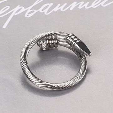 Dorriss Ring for Women Twisted Cable Nail Silver Rings Adjustable Open Stackable Cubic Zirconia Vintage Designer Fashion Jewelry Girlfriend Wife Mom