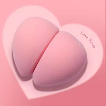 6pcs Flat Duo Makeup Sponge Set, Super Soft Latex-Free Blending Sponge for Flawless Application - Liquid, Cream, Powder, Patented Design, Pink
