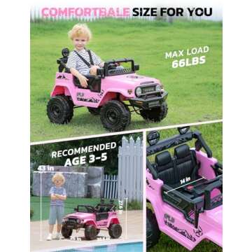 ELEMARA 12V FJ40 Ride On Car for Kids with Remote