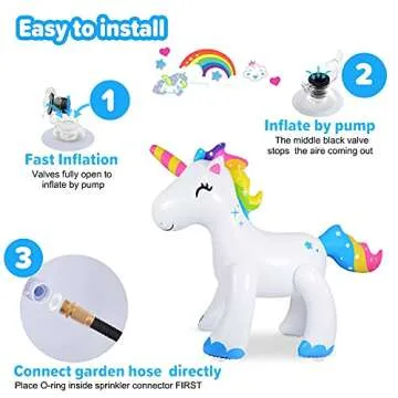 AQUAJOY Sprinkler Water Toys Inflatable Outdoor Yard Sprinkler for Kids and Adults (Unicorn)
