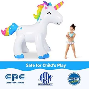 AQUAJOY Sprinkler Water Toys Inflatable Outdoor Yard Sprinkler for Kids and Adults (Unicorn)