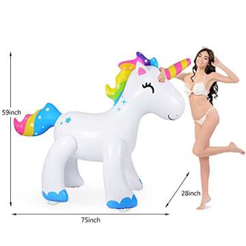 AQUAJOY Sprinkler Water Toys Inflatable Outdoor Yard Sprinkler for Kids and Adults (Unicorn)