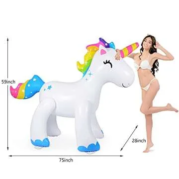 AQUAJOY Sprinkler Water Toys Inflatable Outdoor Yard Sprinkler for Kids and Adults (Unicorn)
