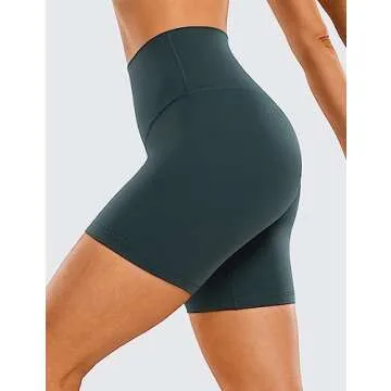 CRZ YOGA Womens ButterLuxe Biker Shorts 6 Inches - High Waisted Workout Running Volleyball Spandex Yoga Forest Dark Green Small