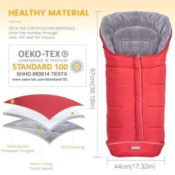 Orzbow Warm Bunting Bag Universal,Stroller Sleeping Bag Cold Weather,Waterproof Toddler Footmuff(Red,Large)