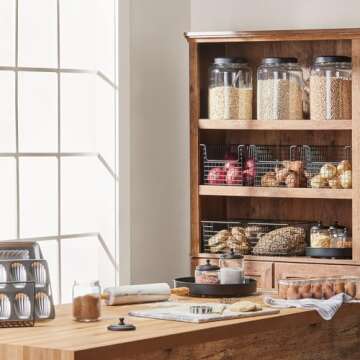 mDesign Rustic Lazy Susan Turntable Metal Spinner Tray - Kitchen Cabinet, Pantry, Fridge, Cupboards, or Counter Organizing, Fully Rotating Organizer for Food, Spices, and Condiments, 12" Round, Black