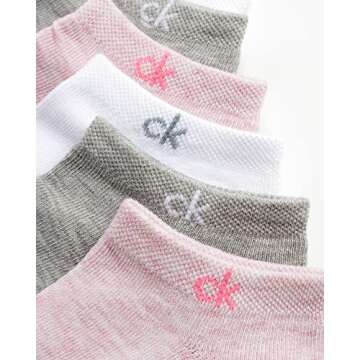Calvin Klein Women's Low Cut Socks - 6 Pack Performance Cushion Comfort No Show Socks - Breathable Athletic Socks for Women (4-10), Size 4-10, Assorted