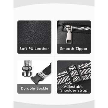 CLUCI Fanny Packs for Women Cross Body, Belt Bag for Women, Fanny Pack, Cross Body Bag for Woman Leather Large Travel Gym Black