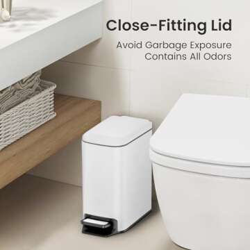 Cesun Small Bathroom Trash Can with Soft Close, Step Pedal, 6 Liter / 1.6 Gallon Stainless Steel Sli...