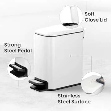 Cesun Small Bathroom Trash Can with Soft-Close Lid