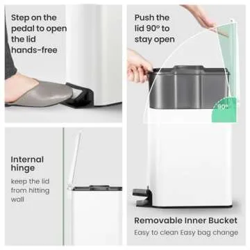 Cesun Small Bathroom Trash Can with Soft-Close Lid