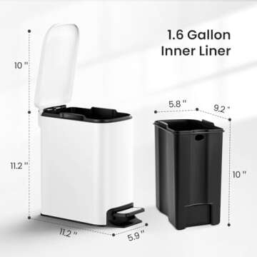 Cesun Small Bathroom Trash Can with Soft-Close Lid