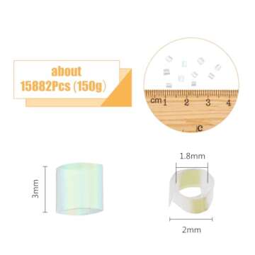 DICOSMETIC 150g Crispy Bingsu Beads for Slim About 15882Pcs Iridescent Soft Straw Tube Beads 3D Glitter Plastic Beads Clear Plastic Bead Assortment Crunchy Slime Microbeads Supplies