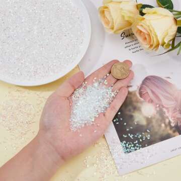 DICOSMETIC 150g Crispy Bingsu Beads for Slim About 15882Pcs Iridescent Soft Straw Tube Beads 3D Glitter Plastic Beads Clear Plastic Bead Assortment Crunchy Slime Microbeads Supplies