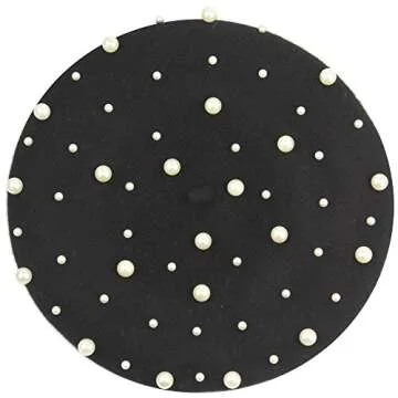 Chic MINAKOLIFE Women's Wool Beret with Pearls