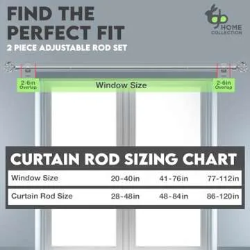 gb Home Collection Adjustable Silver Curtain Rods for Windows 86 to 120 Inch (7-10 Feet), Silver Curtain Rod for Bedroom