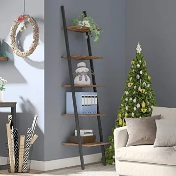 HOOBRO Rustic 5-Tier Ladder Shelf Stylish Storage
