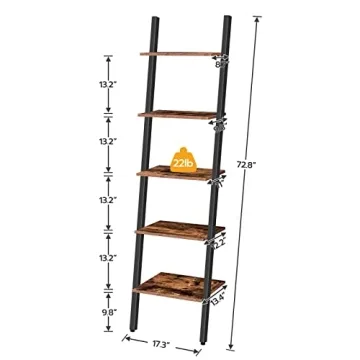 HOOBRO Rustic 5-Tier Ladder Shelf Stylish Storage