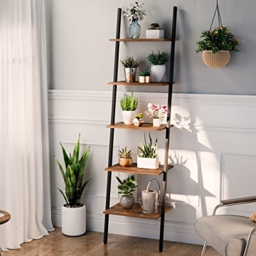 HOOBRO Rustic 5-Tier Ladder Shelf Stylish Storage