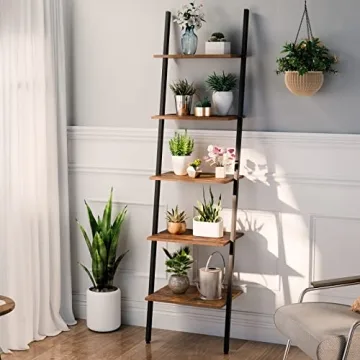 HOOBRO Rustic 5-Tier Ladder Shelf Stylish Storage