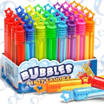 32 Pcs 8 Colors Neon Bubbles Party Favors For Kids, Mini Star Bubble Wand Bulk In Gift Box as Goody ...