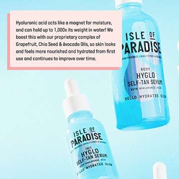 Isle of Paradise Hyglo Face Hyaluronic Self Tan Serum - Hydrating and Brigtening Gradual Tan Facial Serum, Vegan and Cruelty Free, 1.01 Fl Oz