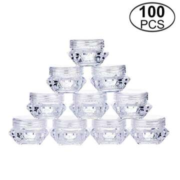 TMO 100pcs 5 Gram Clear Jars Plastic Jars Plastic Cosmetic Container Empty Cosmetic Sample Container...