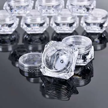 TMO 100pcs 5 Gram Clear Jars Plastic Jars Plastic Cosmetic Container Empty Cosmetic Sample Containers Transparent 5G/5ML Plastic Pot Jars for Eye Shadow,Nails,Powder,Paint