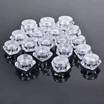 TMO 100pcs 5 Gram Clear Jars Plastic Jars Plastic Cosmetic Container Empty Cosmetic Sample Containers Transparent 5G/5ML Plastic Pot Jars for Eye Shadow,Nails,Powder,Paint