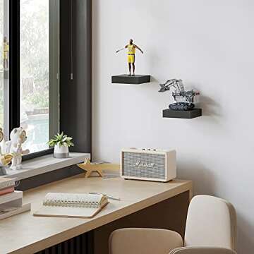 Small Floating Shelves for Wall, Small Black Shelf 5.9 * 5.7 Inch Display Ledges for Small Decor, Mi...