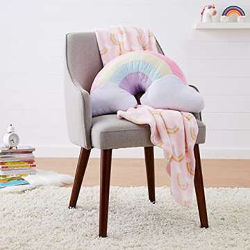 Amazon Basics Kids Unicorns & Rainbows Decorative Polyester Pillow - Rainbow