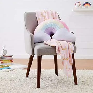 Amazon Basics Kids Unicorns & Rainbows Decorative Polyester Pillow - Rainbow