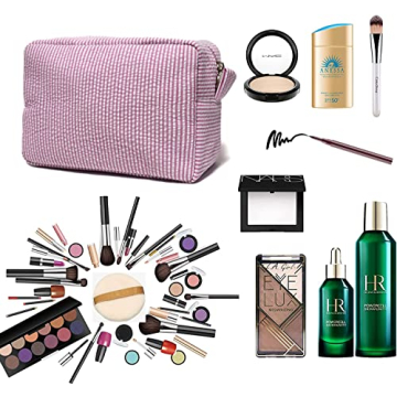 Gabigaba Seersucker Cosmetic Bag - Stylish and Versatile