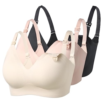 Momcozy Nursing Bras for Breastfeeding 3 Pack, YN21 Seamless Ultra Comfort Maternity Bra, Pregnancy ...