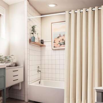 SISELBA White Shower Curtain Rod 42-73", 1" Dia Stainless Shower Rod-No Drilling, Rust-Proof, No Slip, Expandable Adjustable Spring Loaded Shower Curtain Rod, Tension Rod for Windows or Bathroom