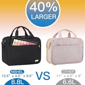 NISHEL Stand-Up Travel Makeup Bag Spacious Organizer