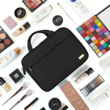 NISHEL Stand-Up Travel Makeup Bag Spacious Organizer