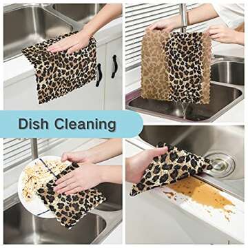 ALAZA Leopard Cheetah Kitchen Towels Set for Cleaning