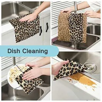 ALAZA Leopard Cheetah Kitchen Towels Set for Cleaning