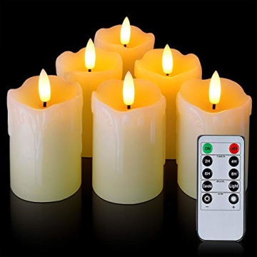 Homemory Flameless Votive Candles – 6 Pack with Remote, 2" x 3" Real Wax for Wedding and Party Dec...