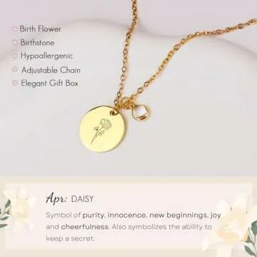 Elegant 18K Gold Birth Flower Necklace for Women