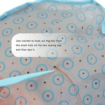 Hair Coloring Kit Highlight Cap Hair Coloring Dye Cap Frosting Cap with Plastic Crochet Hook for Dyeing Hairdressing (1 Pc)