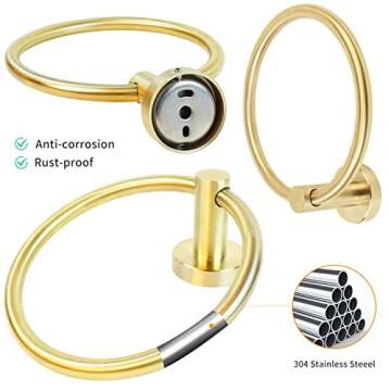 Towel Ring,Matte Black Towel Holder,Durable SUS304 Stainless Steel Wall Mounted Towel Racks,Modern R...