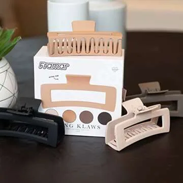 FRAMAR Large Claw Clips For Thick Hair – Hair Claws For Thick Hair Long Hair Claw Clips Variety Pack, Large Hair Clips For Thick Hair, Cute Claw Clips For Long Hair, Large Claw Clip